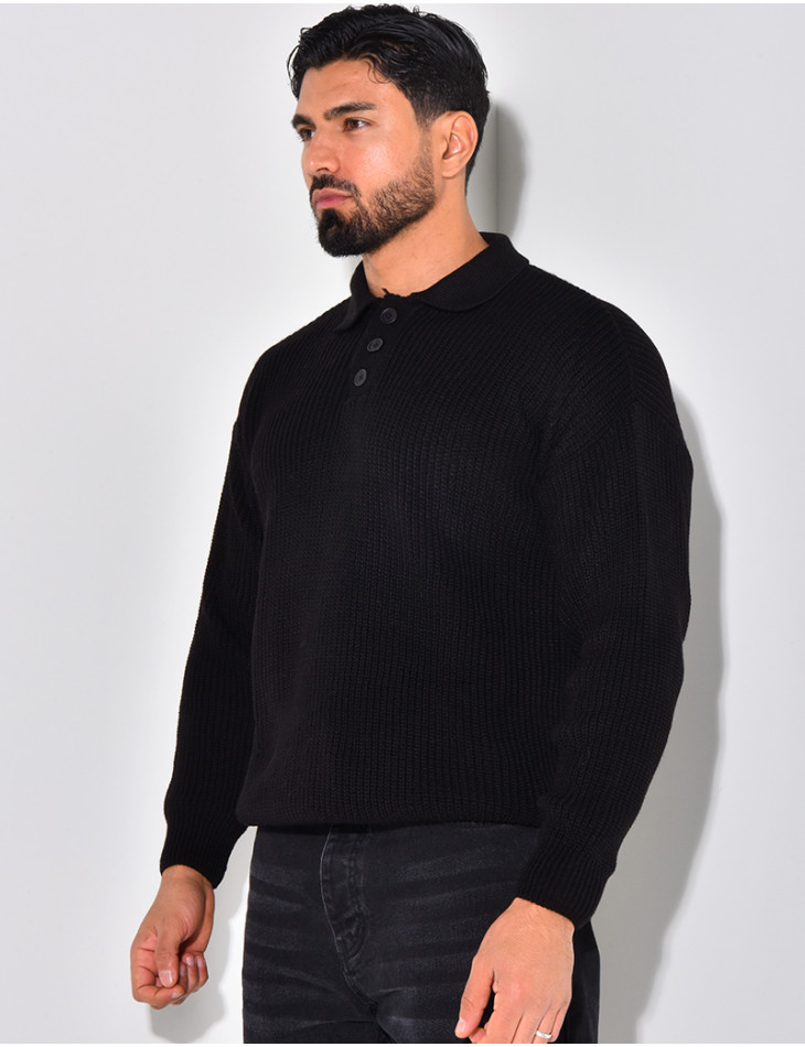 Pull en laine avec col à boutons