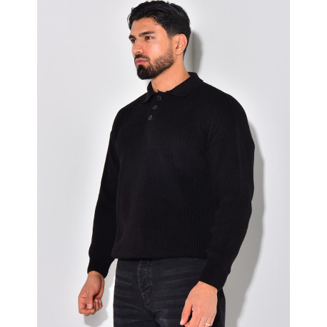 Pull en laine avec col à boutons