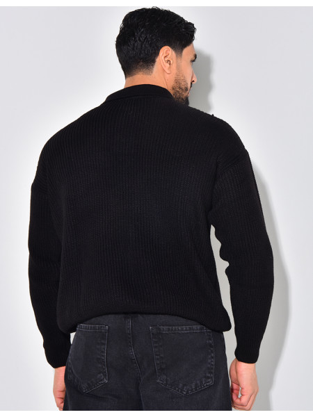 Pull en laine avec col à boutons