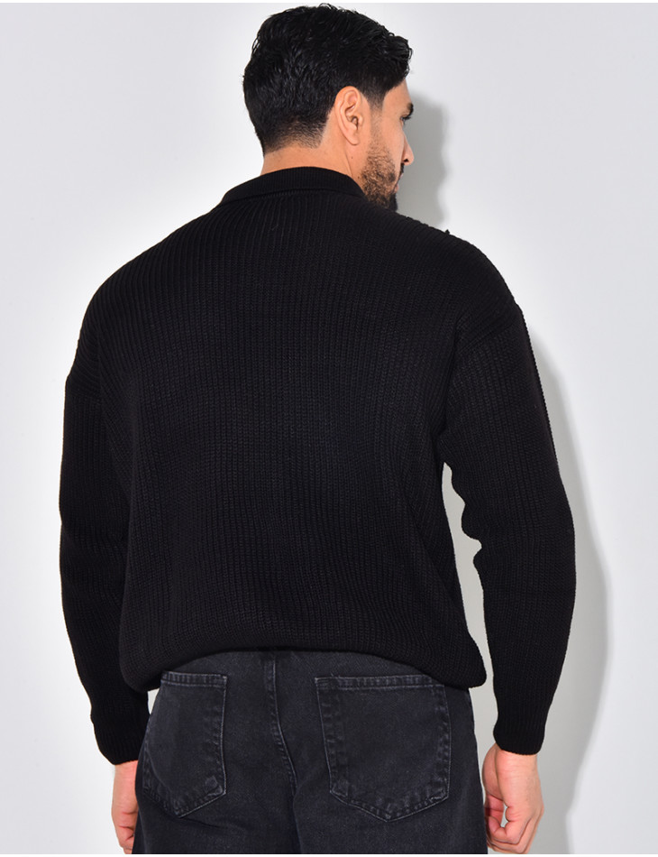 Pull en laine avec col à boutons