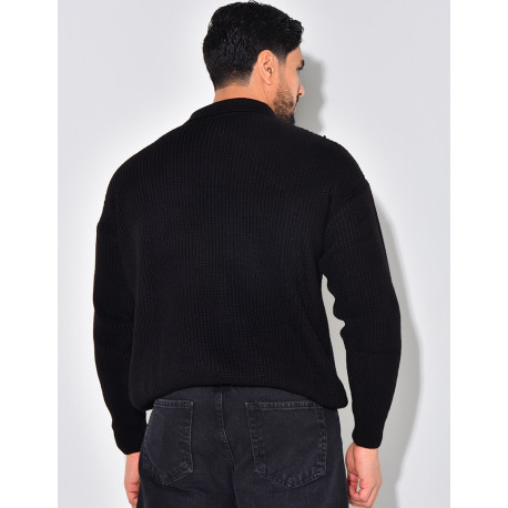 Pull en laine avec col à boutons