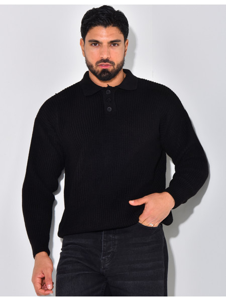 Pull en laine avec col à boutons