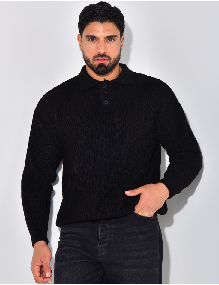 Pull en laine avec col à boutons