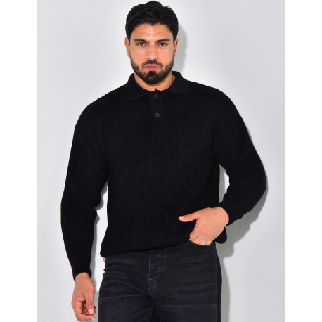 Pull en laine avec col à boutons