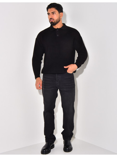 Pull en laine avec col à boutons