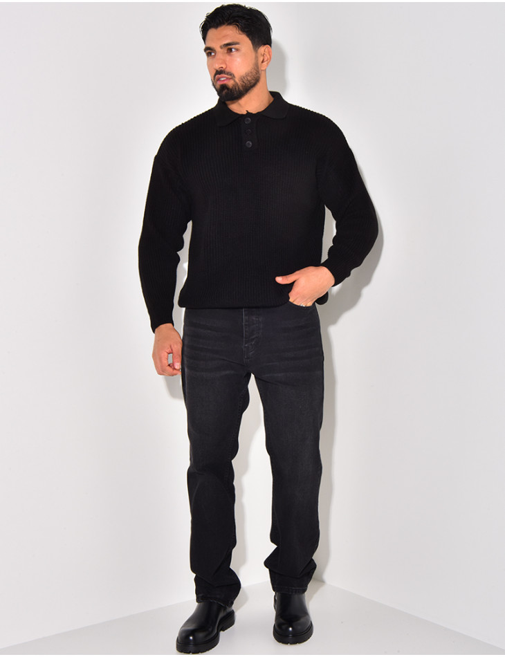 Pull en laine avec col à boutons