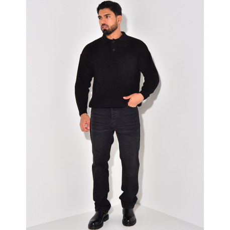 Pull en laine avec col à boutons