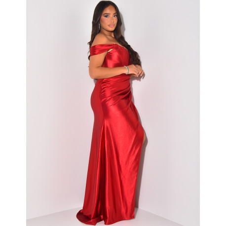Premium corset dress in slit satin
