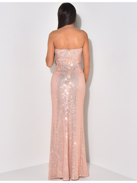 Robe bustier drapé à sequins