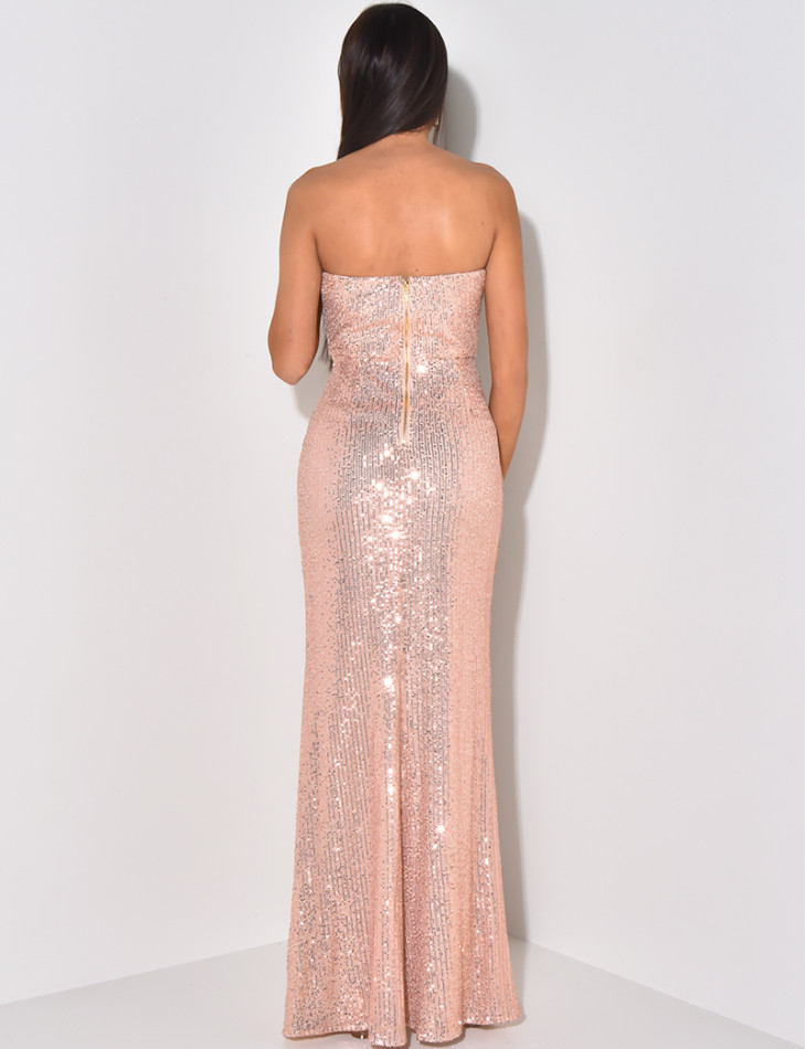 Robe bustier drapé à sequins