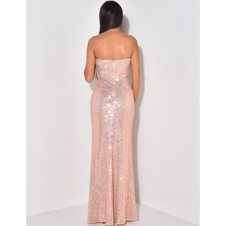 Robe bustier drapé à sequins