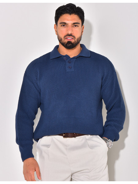Pull en laine avec col à boutons