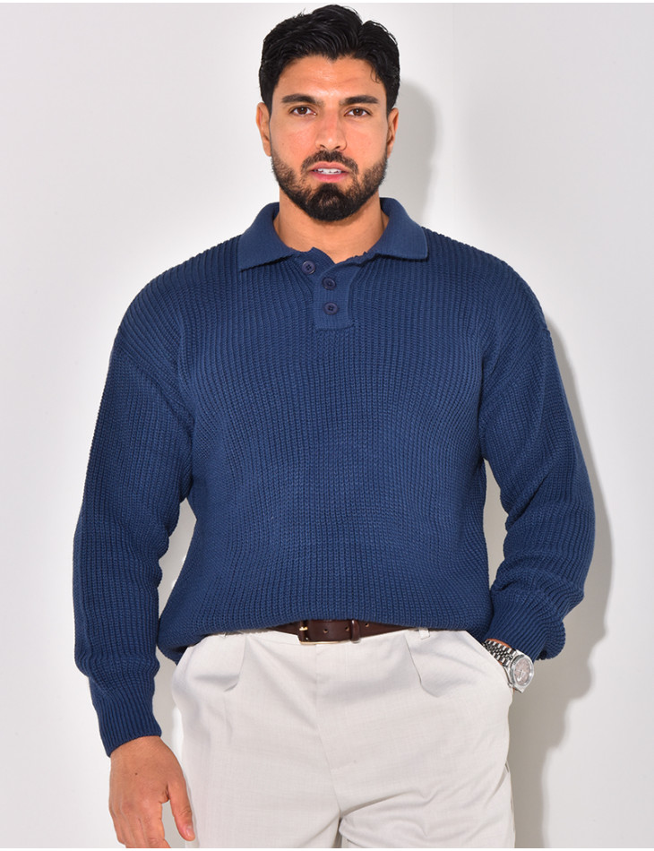 Pull en laine avec col à boutons