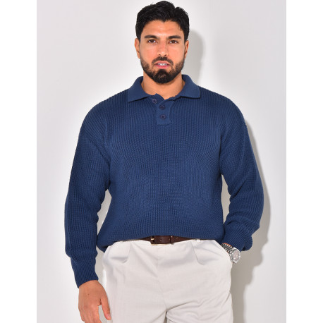 Pull en laine avec col à boutons