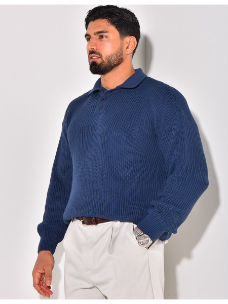 Pull en laine avec col à boutons