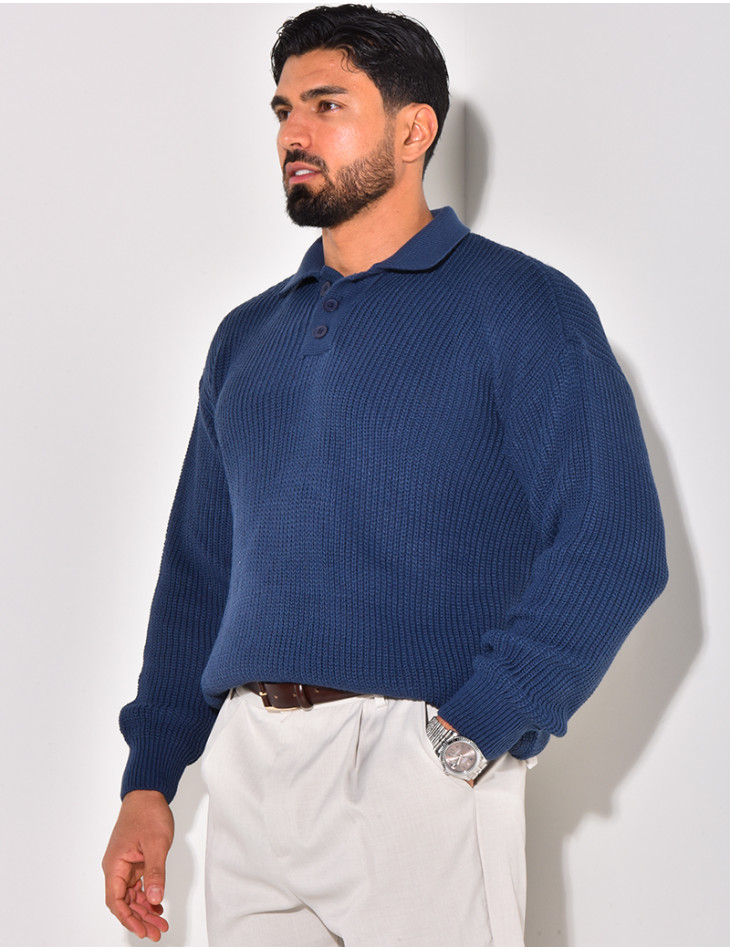 Pull en laine avec col à boutons