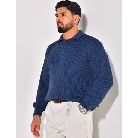 Pull en laine avec col à boutons