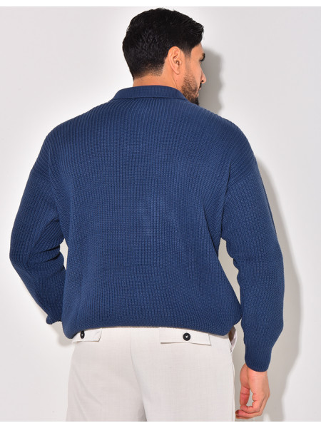 Pull en laine avec col à boutons