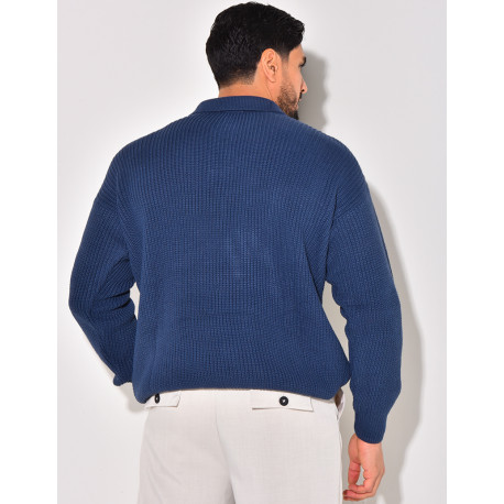 Pull en laine avec col à boutons