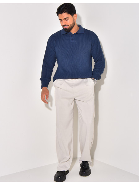 Pull en laine avec col à boutons