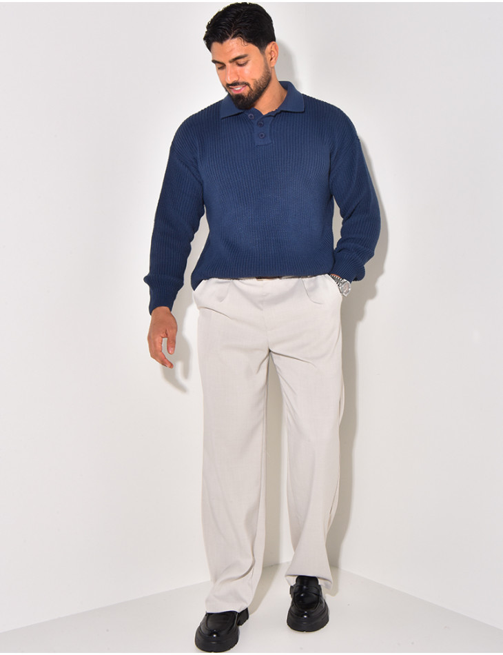 Pull en laine avec col à boutons