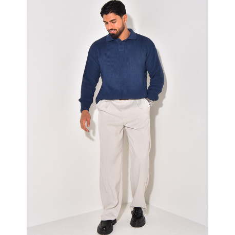 Pull en laine avec col à boutons