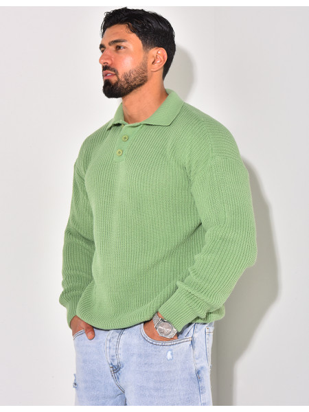 Pull en laine avec col à boutons