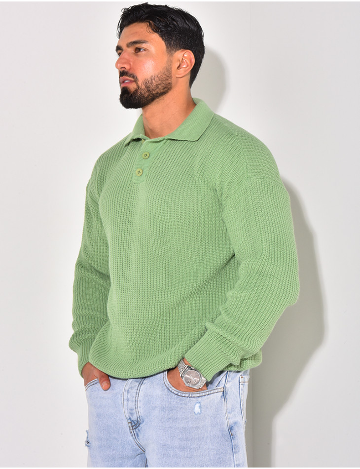 Pull en laine avec col à boutons