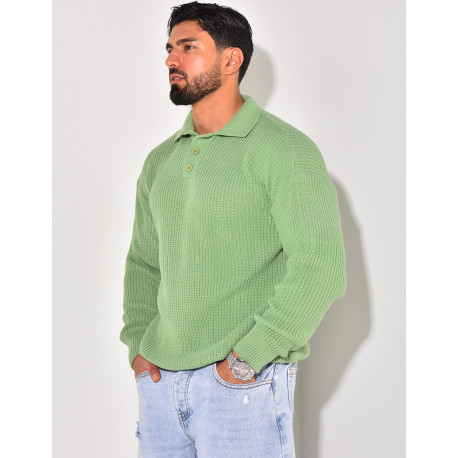 Pull en laine avec col à boutons