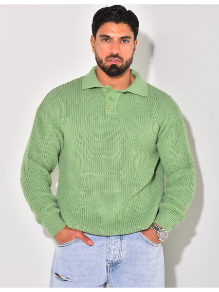 Pull en laine avec col à boutons