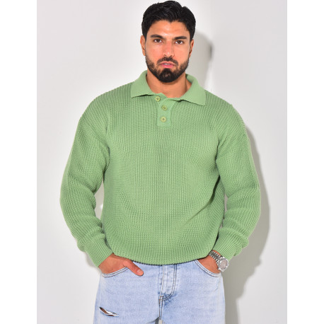 Pull en laine avec col à boutons