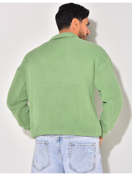 Pull en laine avec col à boutons