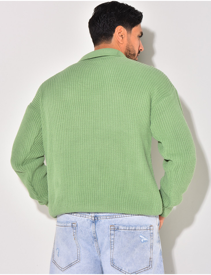Pull en laine avec col à boutons