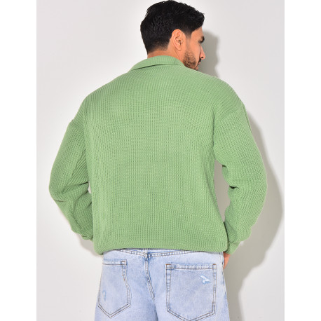 Pull en laine avec col à boutons