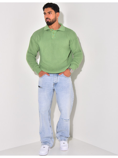 Pull en laine avec col à boutons