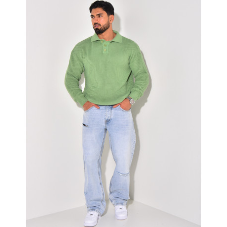 Pull en laine avec col à boutons