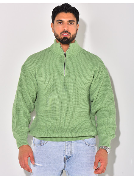 Pull en laine avec col à zip