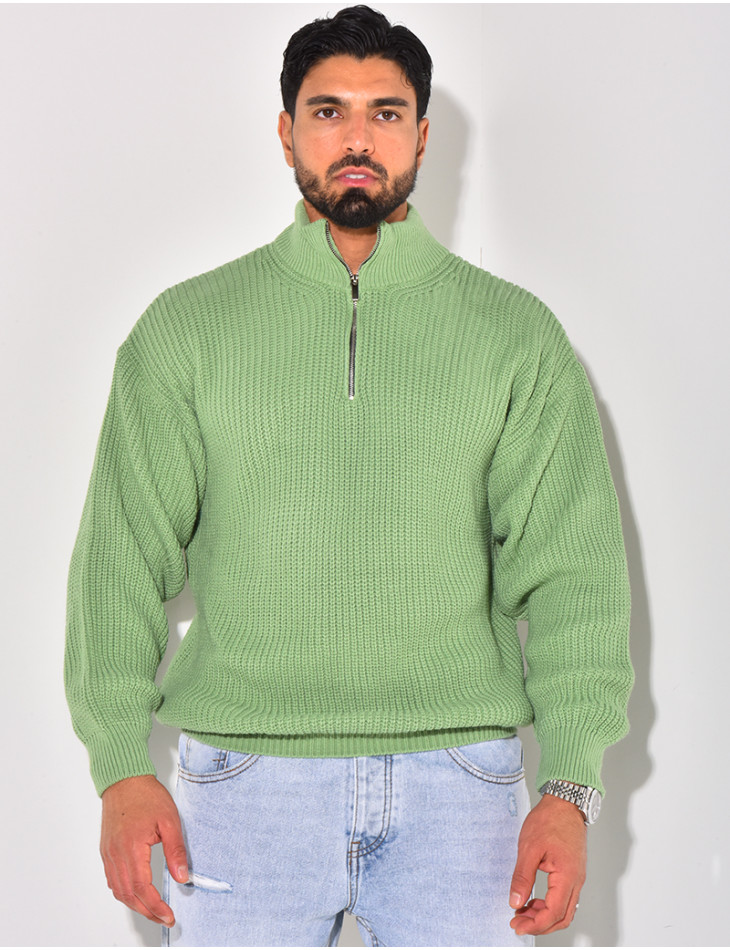 Pull en laine avec col à zip