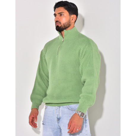 Pull en laine avec col à zip