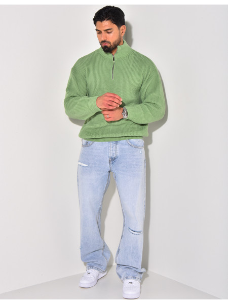 Pull en laine avec col à zip