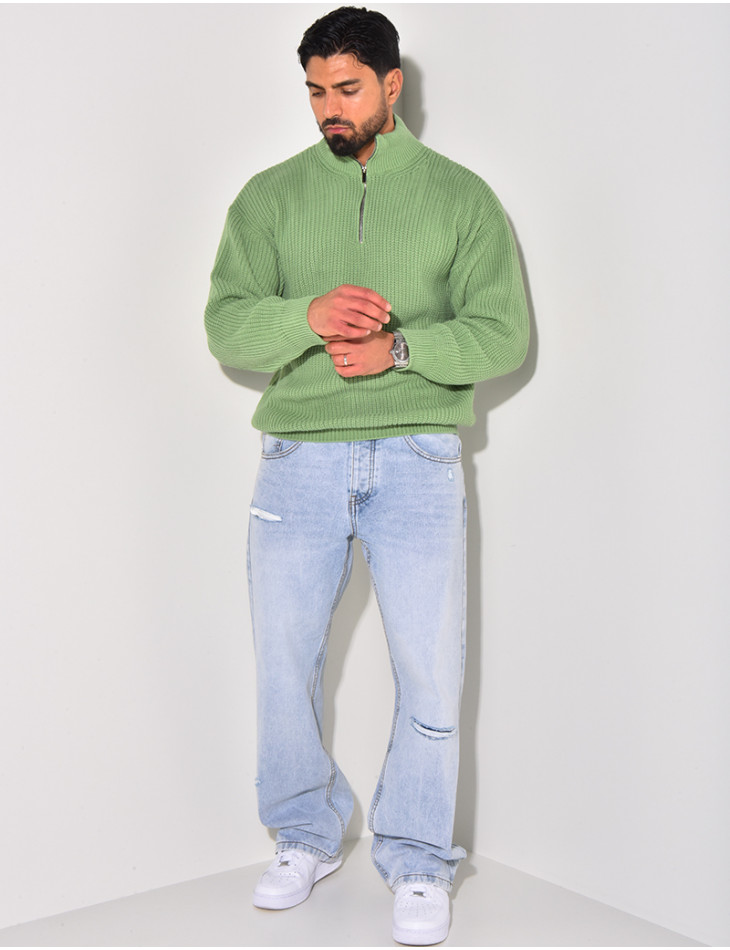 Pull en laine avec col à zip