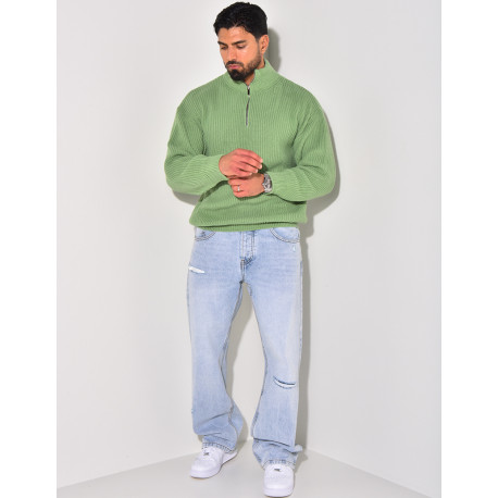 Pull en laine avec col à zip