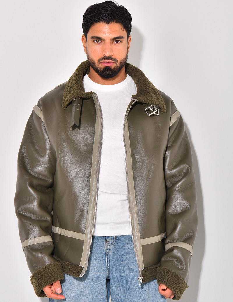 Bombardier en similicuir et...