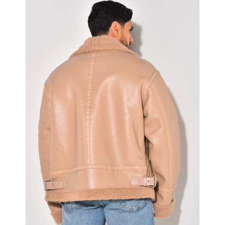 Bombardier en similicuir et fourrure