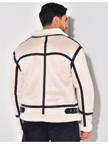 Bombardier en suédine et fourrure