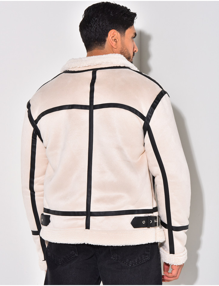 Bombardier en suédine et fourrure