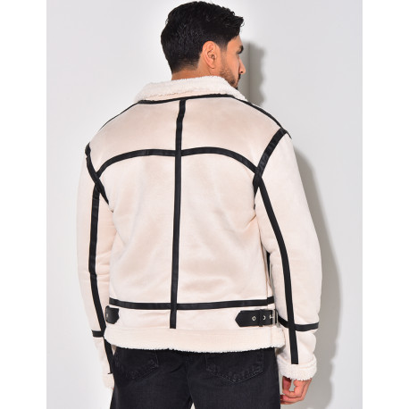 Bombardier en suédine et fourrure