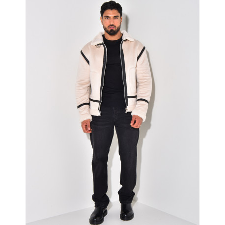 Bombardier en suédine et fourrure