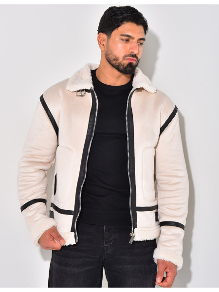 Bombardier en suédine et fourrure