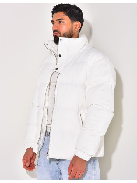 Doudoune côtelée à col cheminée